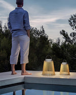 Solene Solar-Powered Outdoor Lantern with Wood-Style Slatted Frame