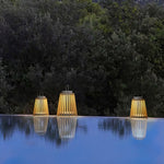 Solene Solar-Powered Outdoor Lantern with Wood-Style Slatted Frame
