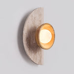 Soleners Travertine Wall Sconce with Wooden Shade