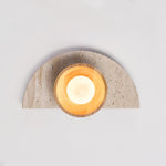 Soleners Travertine Wall Sconce with Wooden Shade