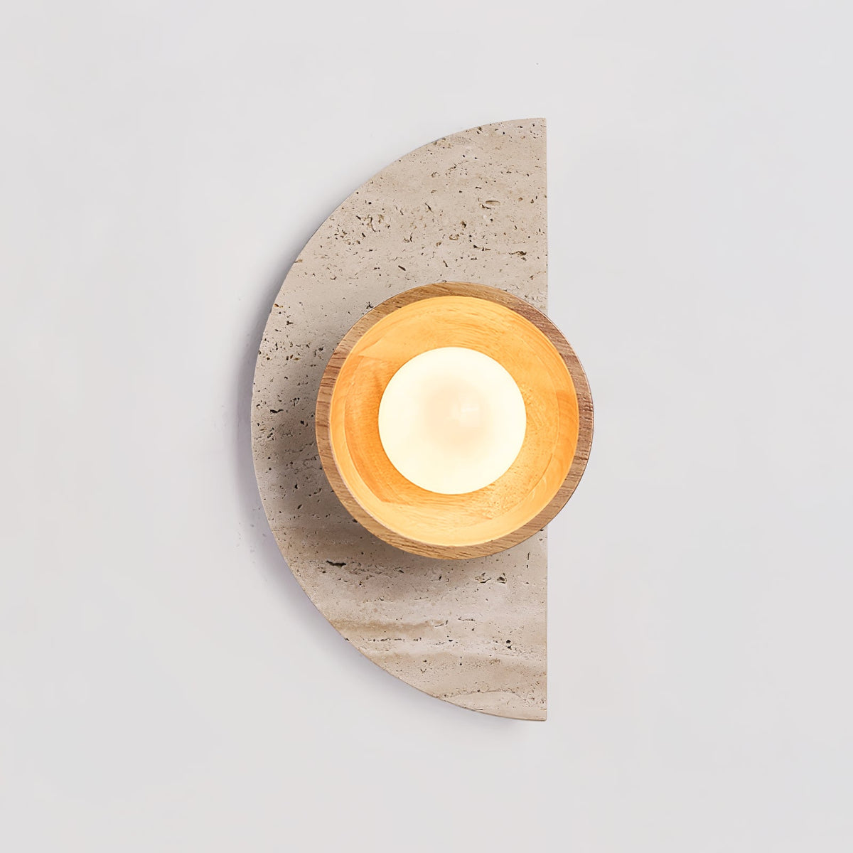 Soleners Travertine Wall Sconce with Wooden Shade