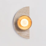 Soleners Travertine Wall Sconce with Wooden Shade