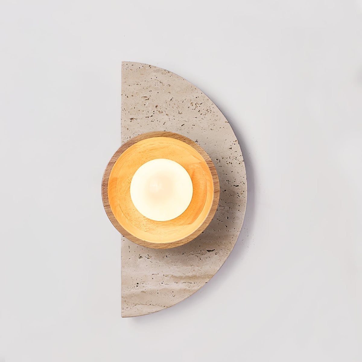 Soleners Travertine Wall Sconce with Wooden Shade