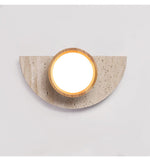 Soleners Travertine Wall Sconce with Wooden Shade