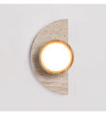 Soleners Travertine Wall Sconce with Wooden Shade