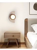 Soleners Travertine Wall Sconce with Wooden Shade