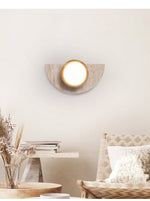 Soleners Travertine Wall Sconce with Wooden Shade