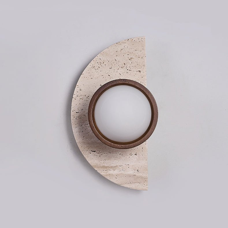 Soleners Travertine Wall Sconce with Wooden Shade