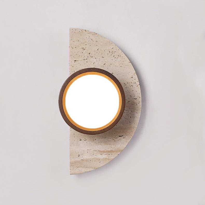 Soleners Travertine Wall Sconce with Wooden Shade