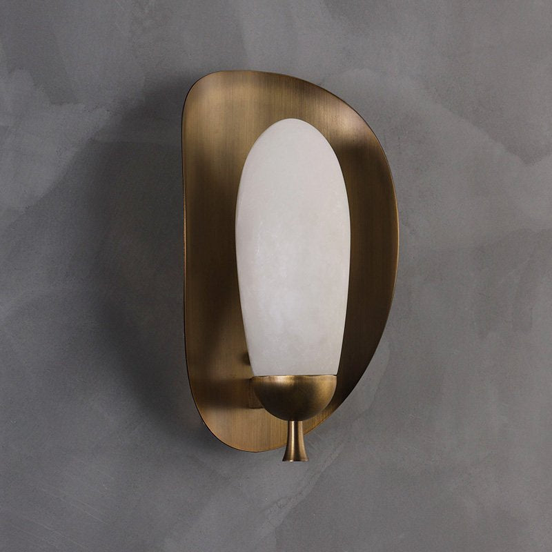 Solenne Alabaster Halo Wall Sconce in Brushed Brass
