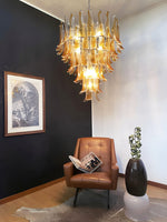 Solenne Amber Glass Chandelier – Modern Artisan Pendant Light for Dining Room and Foyer