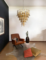 Solenne Amber Glass Chandelier – Modern Artisan Pendant Light for Dining Room and Foyer