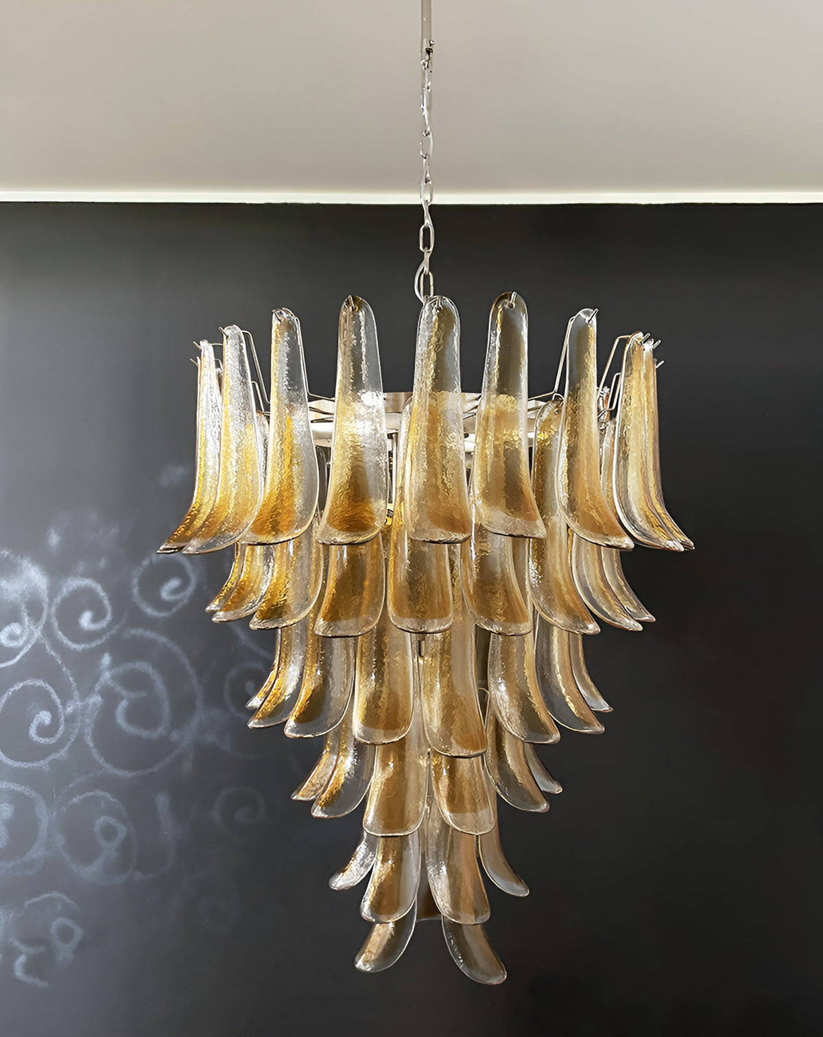 Solenne Amber Glass Chandelier – Modern Artisan Pendant Light for Dining Room and Foyer