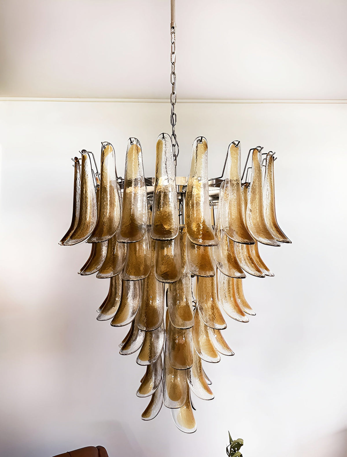 Solenne Amber Glass Chandelier – Modern Artisan Pendant Light for Dining Room and Foyer