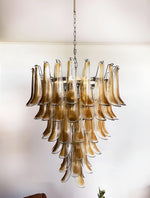 Solenne Amber Glass Chandelier – Modern Artisan Pendant Light for Dining Room and Foyer
