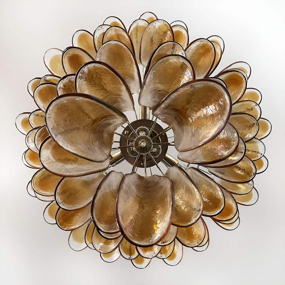 Solenne Amber Glass Chandelier – Modern Artisan Pendant Light for Dining Room and Foyer