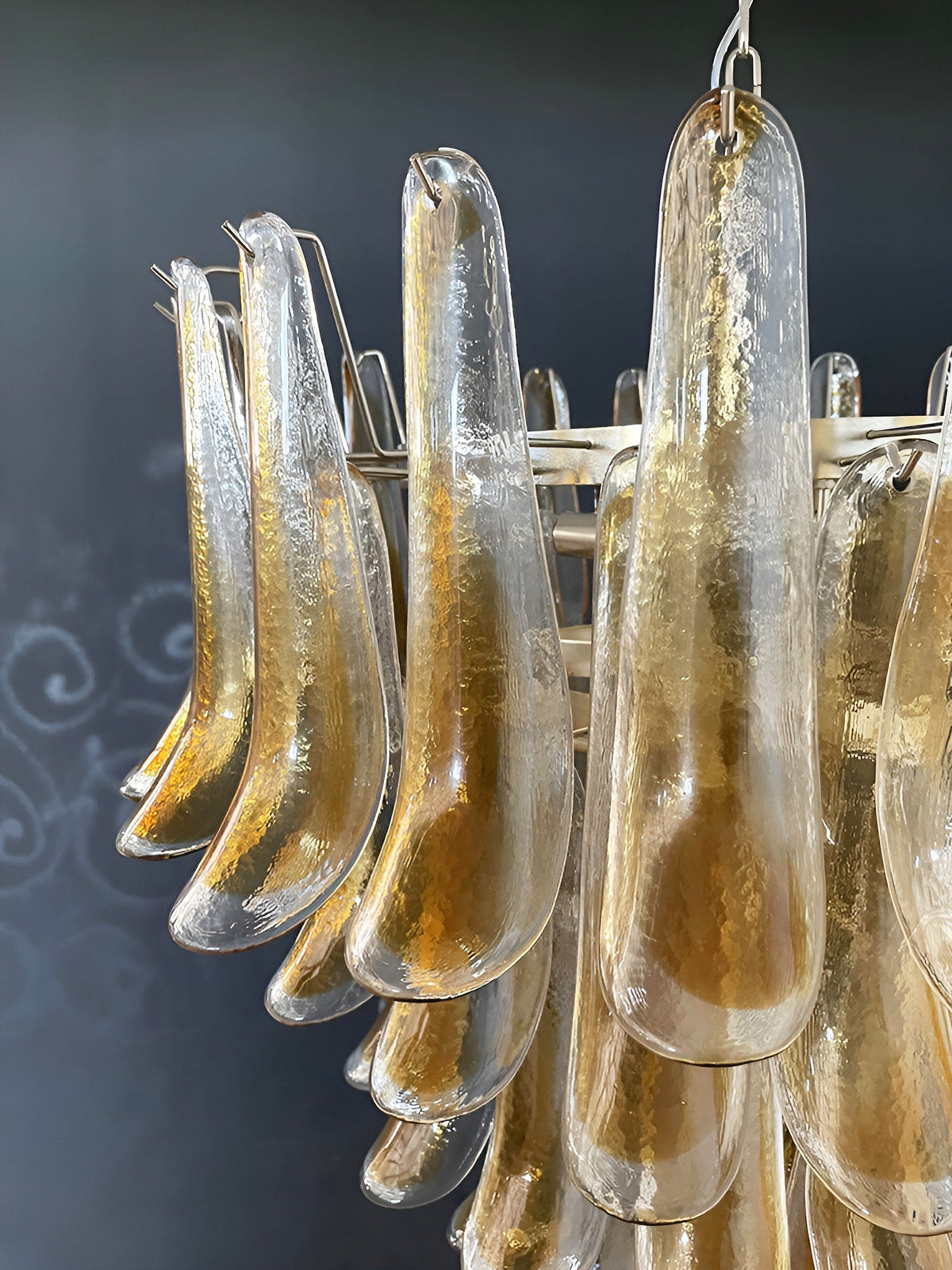 Solenne Amber Glass Chandelier – Modern Artisan Pendant Light for Dining Room and Foyer