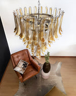 Solenne Amber Glass Chandelier – Modern Artisan Pendant Light for Dining Room and Foyer