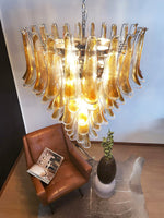 Solenne Amber Glass Chandelier – Modern Artisan Pendant Light for Dining Room and Foyer