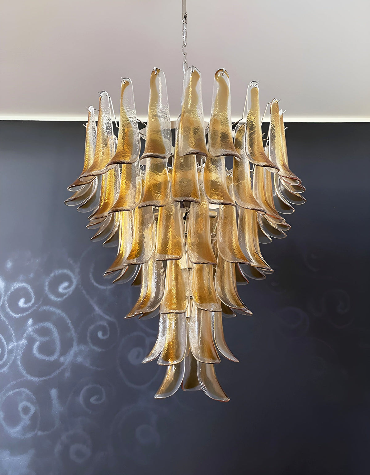 Solenne Amber Glass Chandelier – Modern Artisan Pendant Light for Dining Room and Foyer
