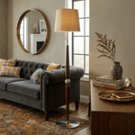 Solenne Sculpted Wood Floor Lamp with Fabric Shade