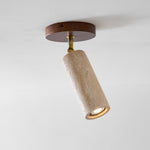 Solis Stone Spotlight in Travertine and Walnut Wood