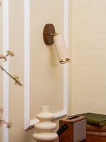 Solis Stone Spotlight in Travertine and Walnut Wood