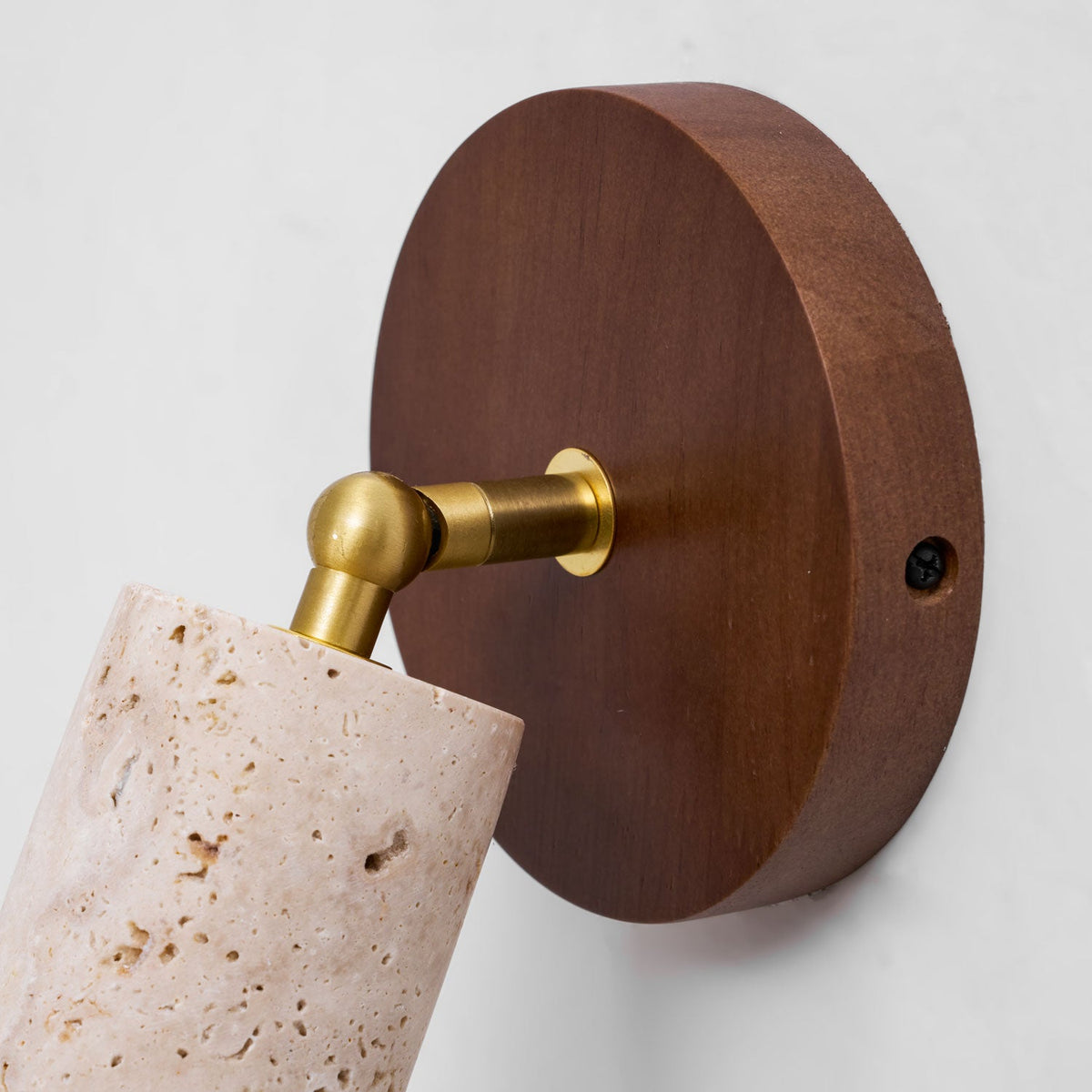 Solis Stone Spotlight in Travertine and Walnut Wood