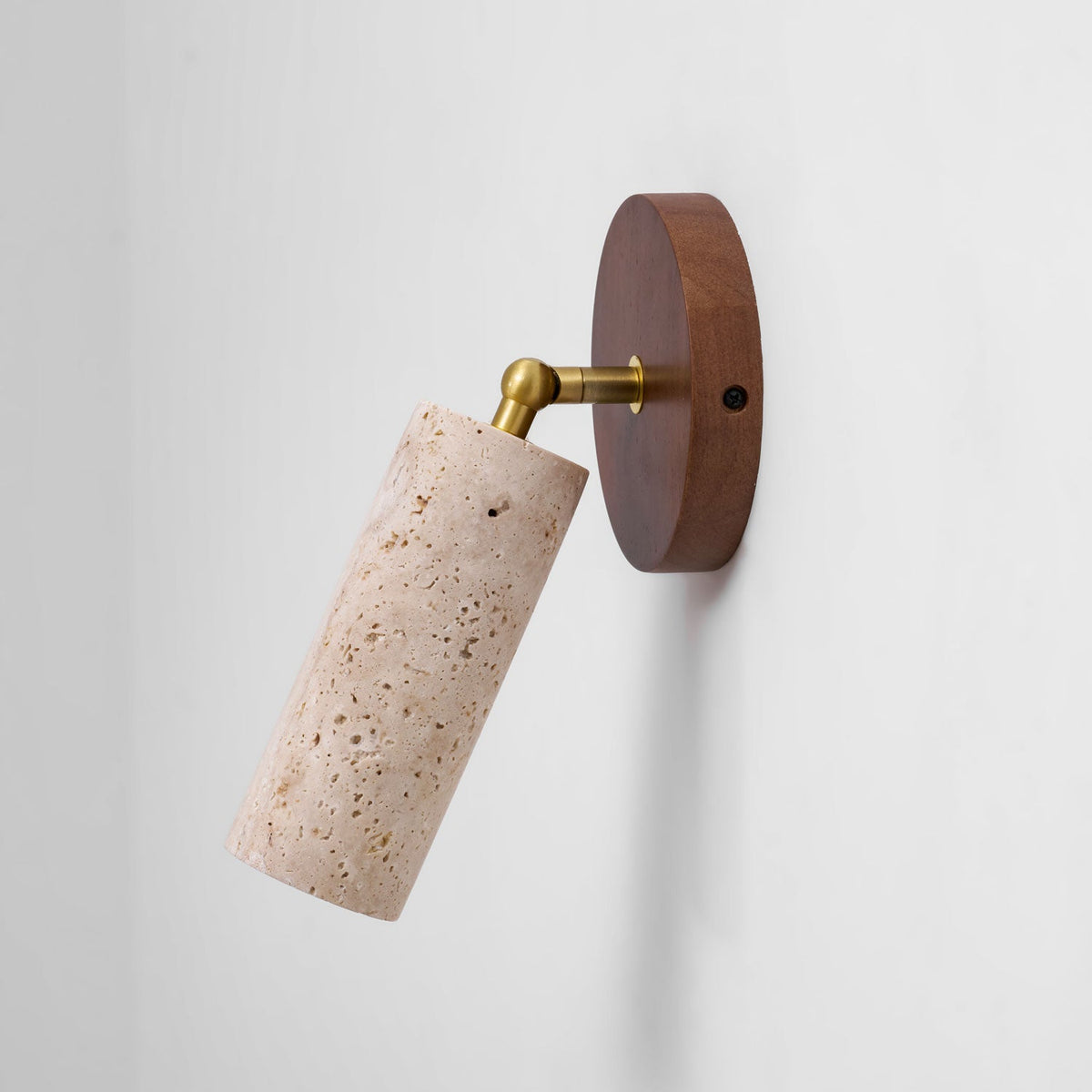 Solis Stone Spotlight in Travertine and Walnut Wood