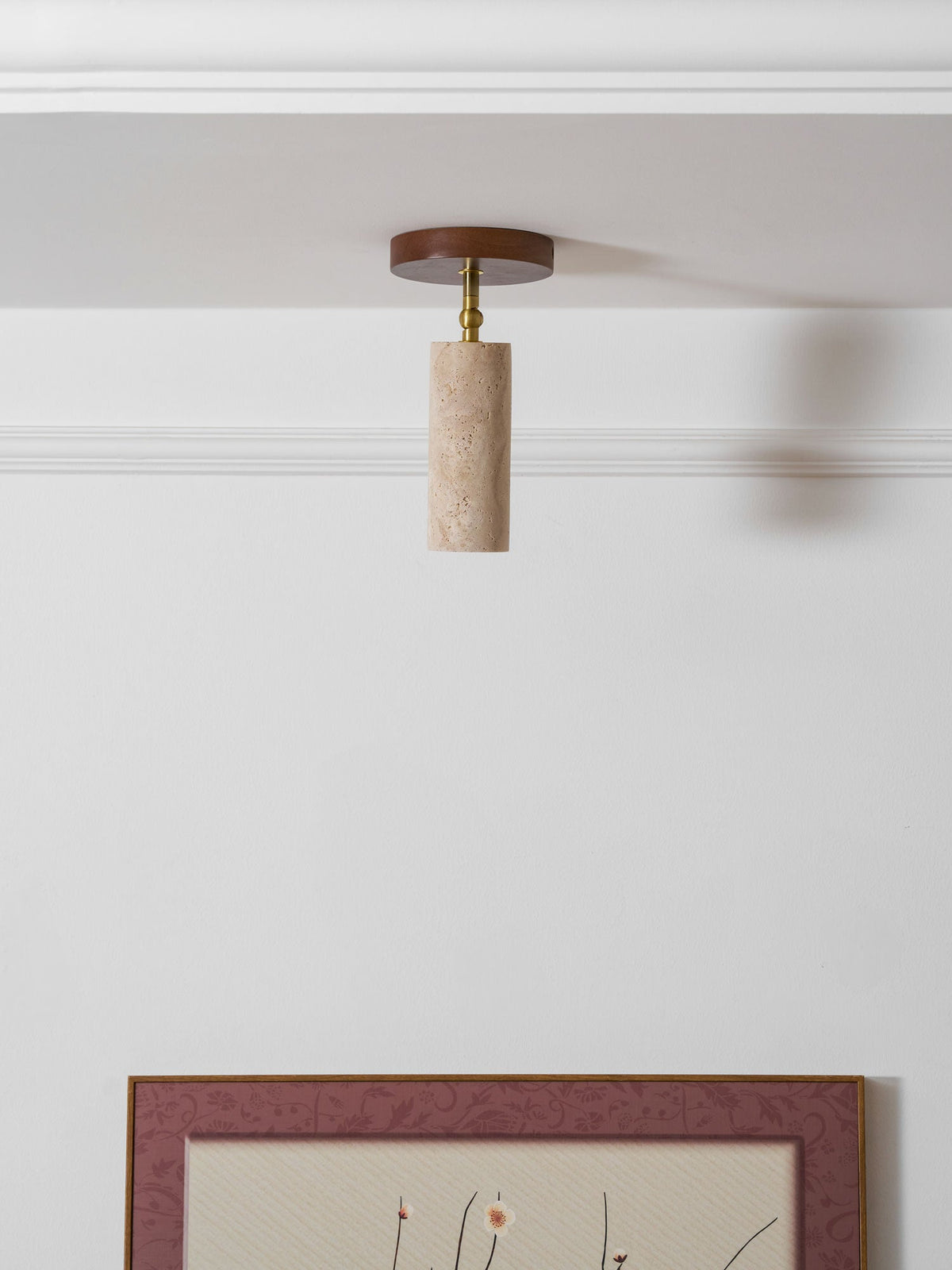 Solis Stone Spotlight in Travertine and Walnut Wood