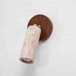 Solis Stone Spotlight in Travertine and Walnut Wood