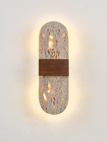 Solis Travertine Wall Sconce with Walnut Accent – Modern LED Wall Light