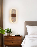 Solis Travertine Wall Sconce with Walnut Accent – Modern LED Wall Light