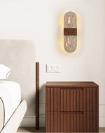 Solis Travertine Wall Sconce with Walnut Accent – Modern LED Wall Light