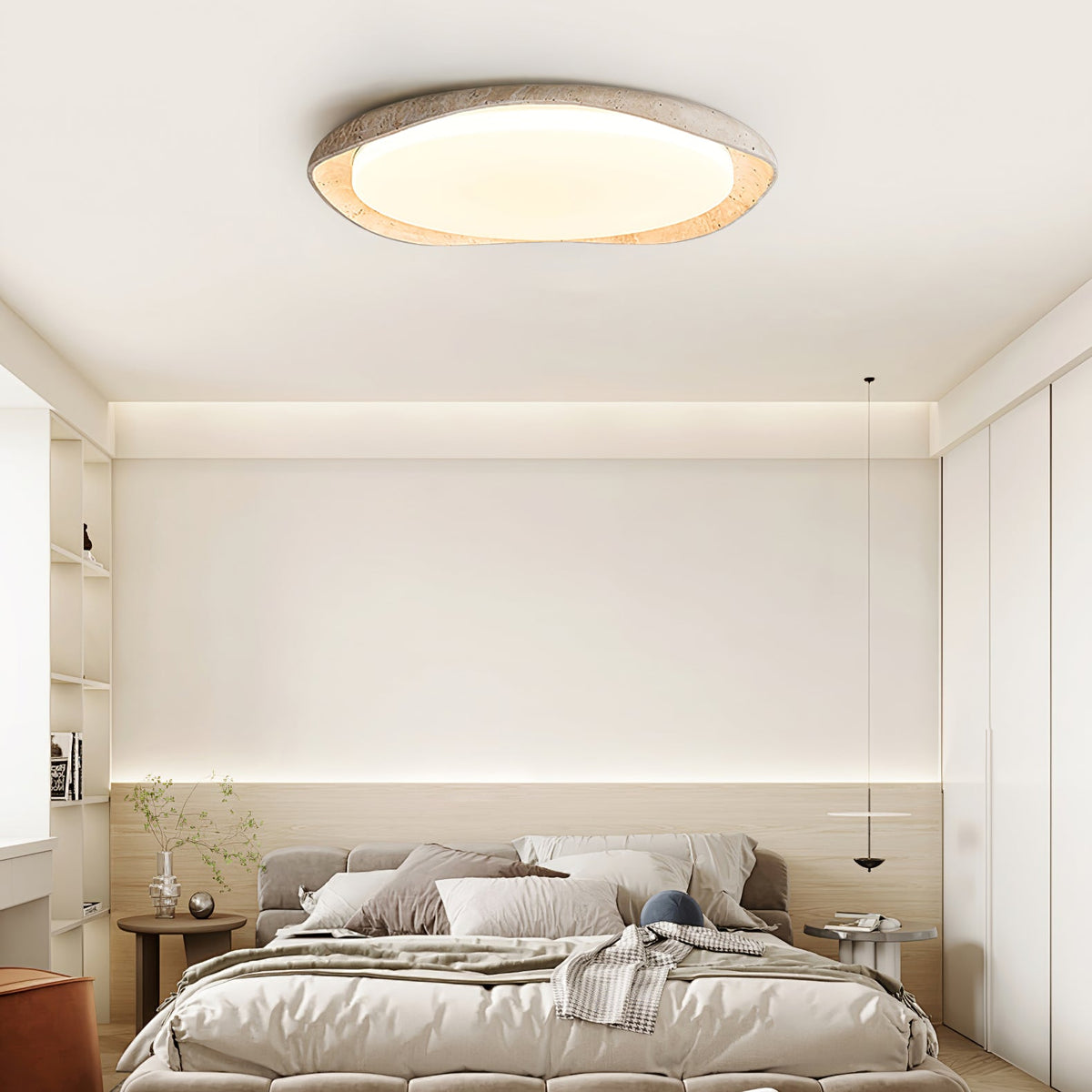 Solis Ceiling Light in Yellow Travertine – Modern Flush Mount LED