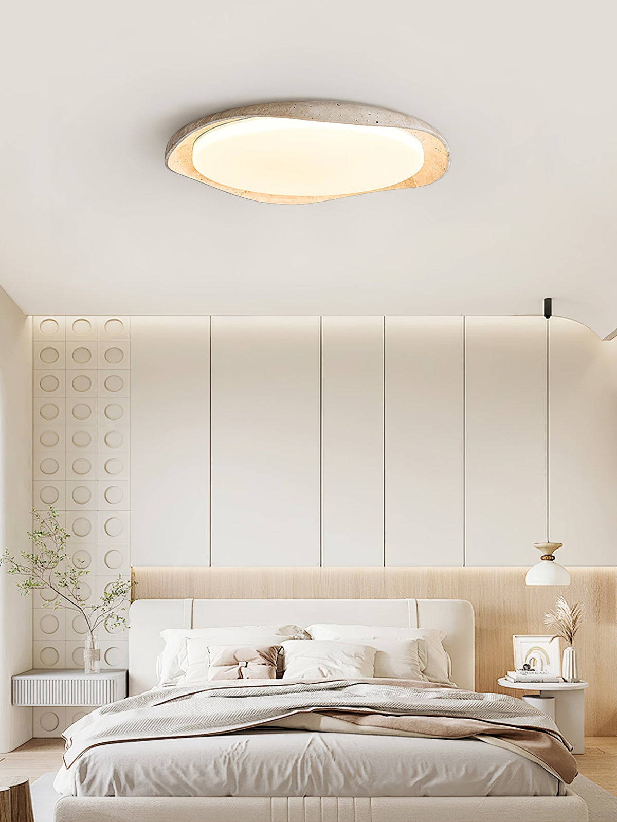 Solis Ceiling Light in Yellow Travertine – Modern Flush Mount LED
