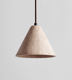 Solis Cone Travertine Pendant Light – Natural Stone Hanging Lamp