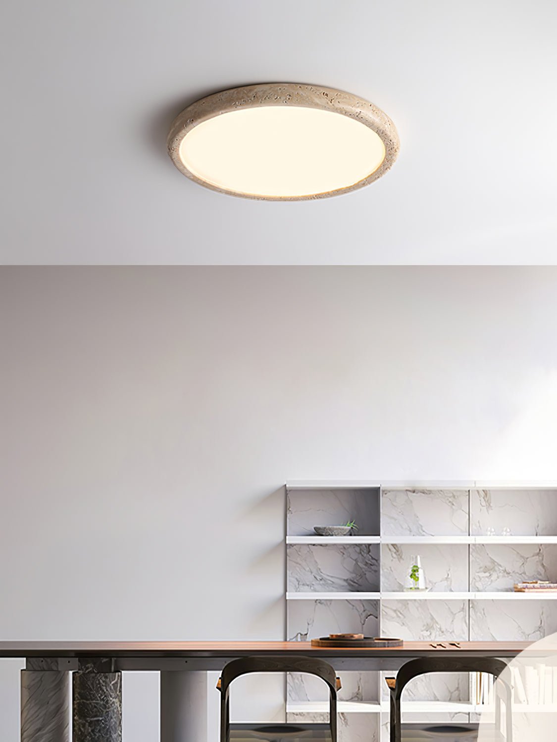 Solis Horizon Ceiling Light in Yellow Travertine | Modern Flush Mount LED