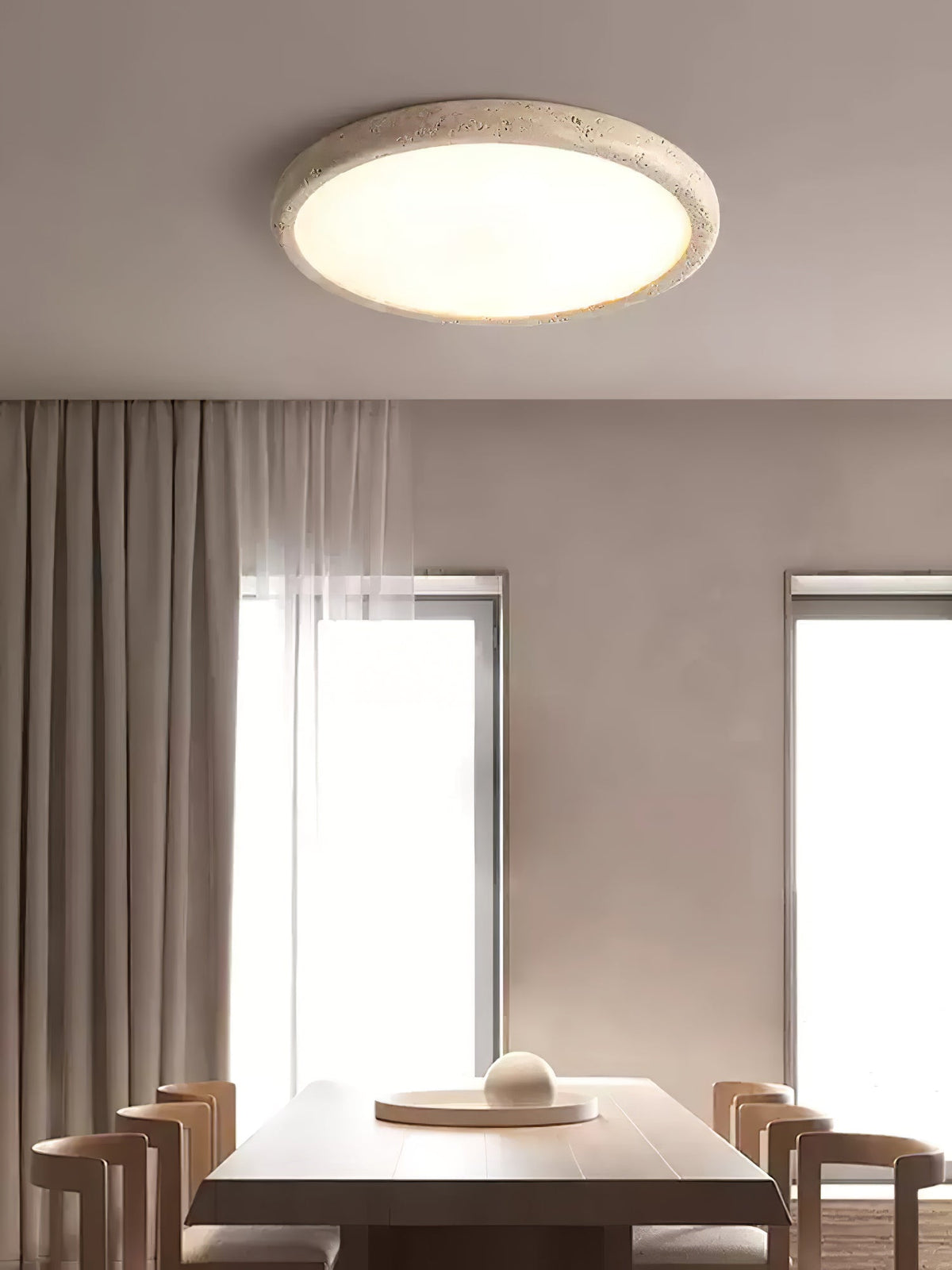 Solis Horizon Ceiling Light in Yellow Travertine | Modern Flush Mount LED