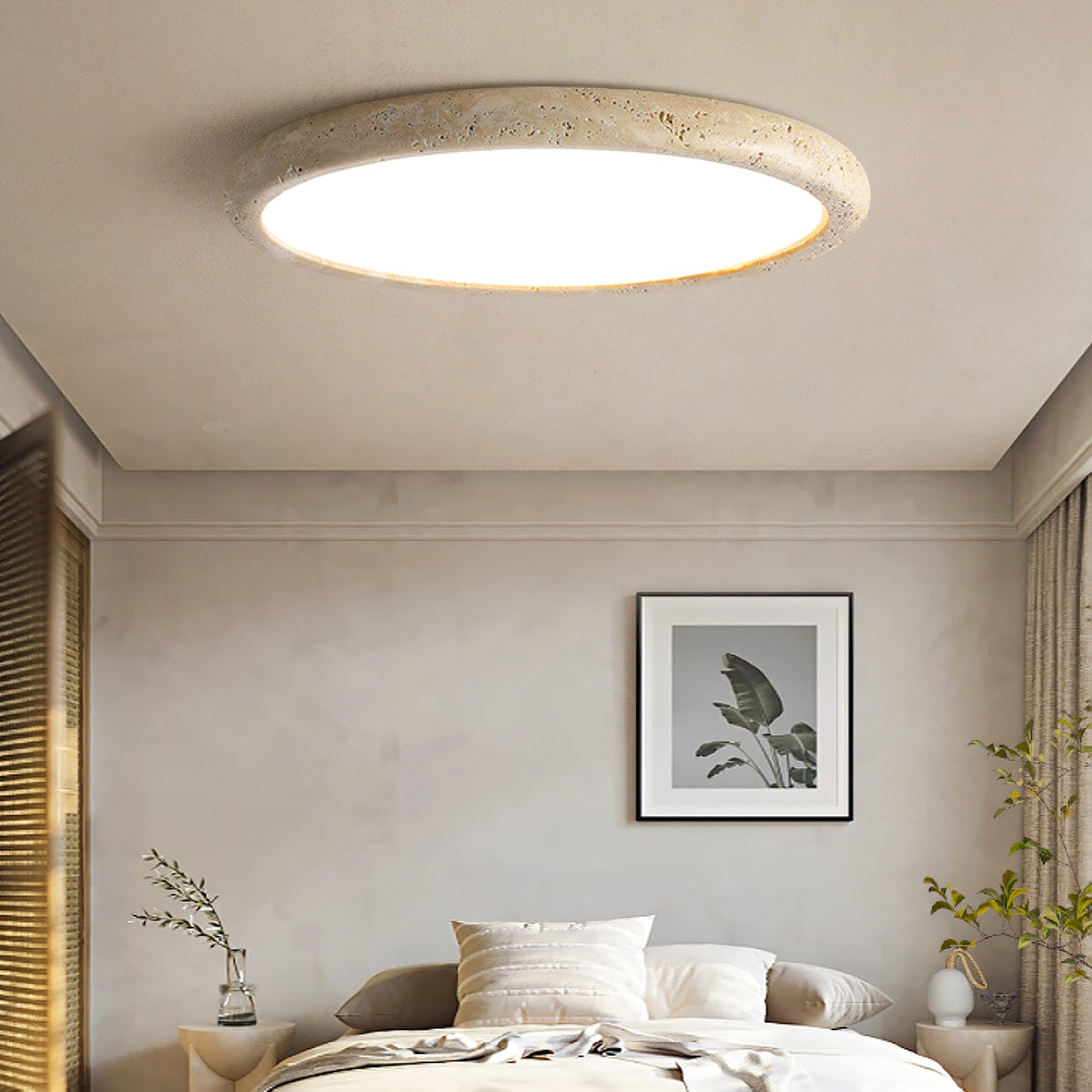 Solis Horizon Ceiling Light in Yellow Travertine | Modern Flush Mount LED