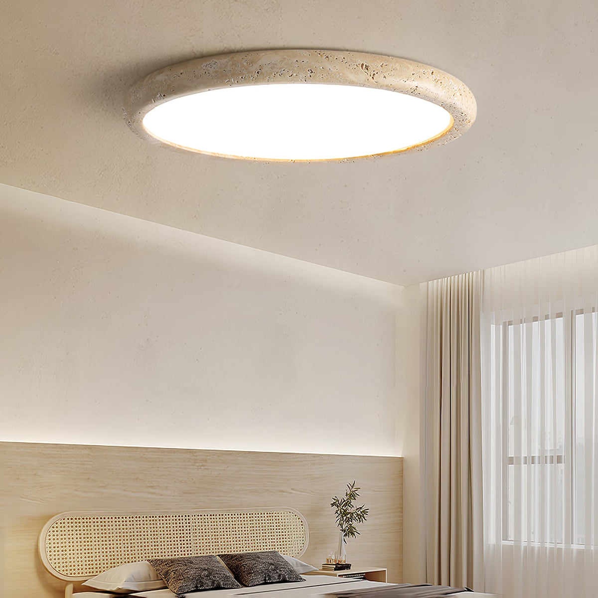 Solis Horizon Ceiling Light in Yellow Travertine | Modern Flush Mount LED
