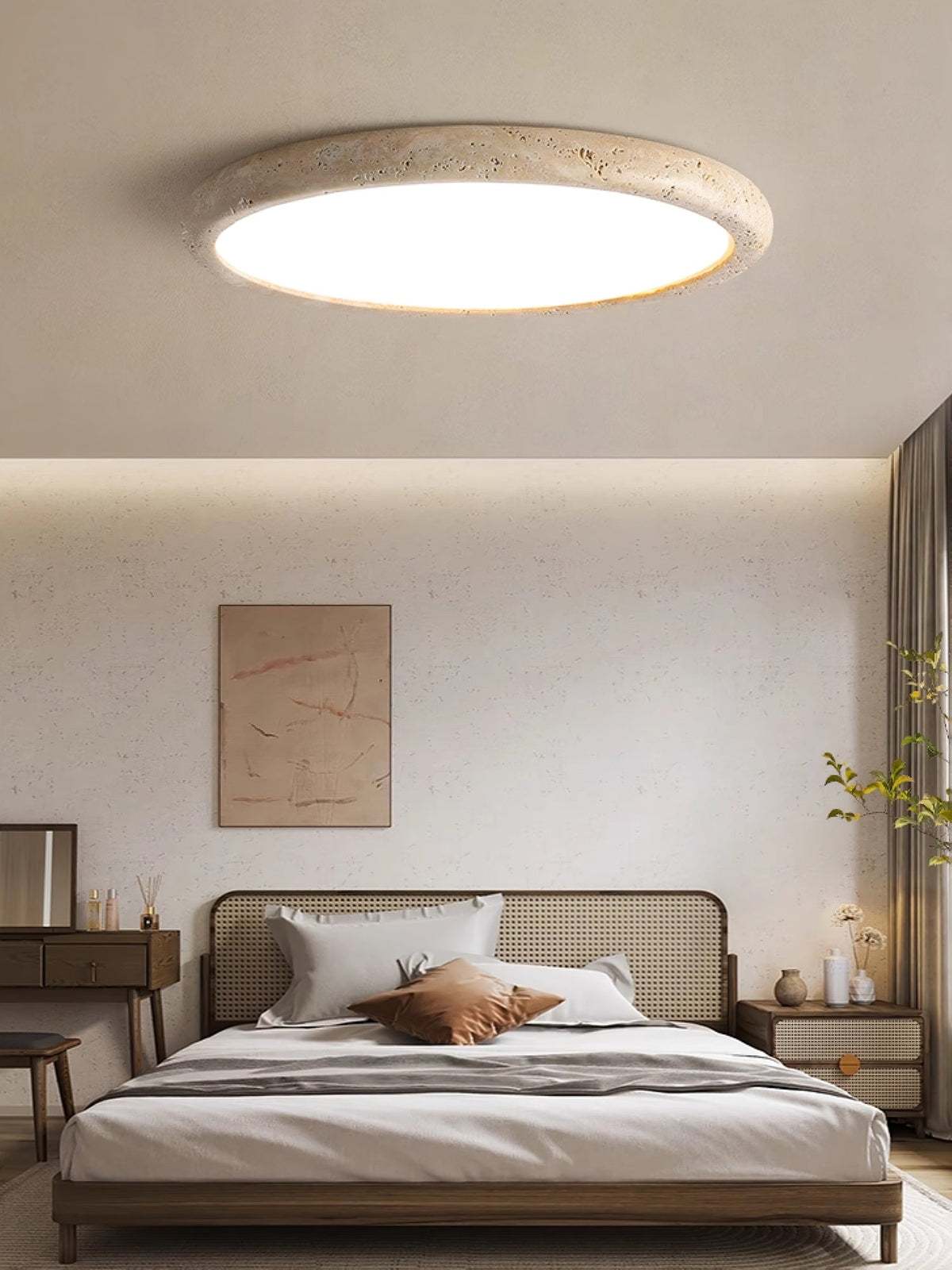Solis Horizon Ceiling Light in Yellow Travertine | Modern Flush Mount LED