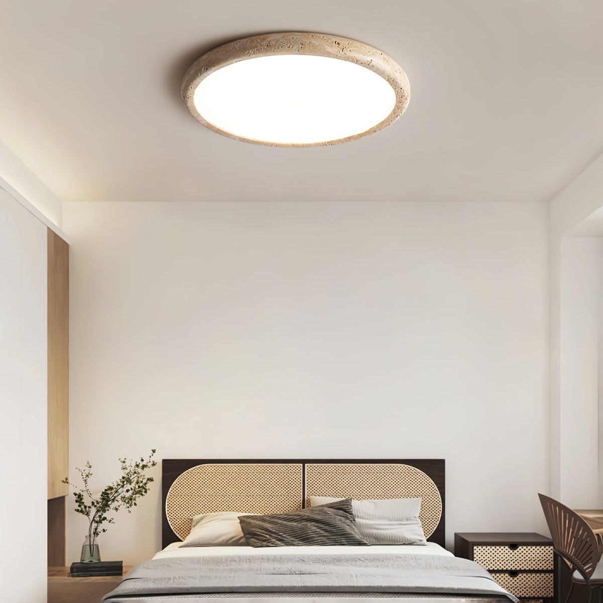 Solis Horizon Ceiling Light in Yellow Travertine | Modern Flush Mount LED