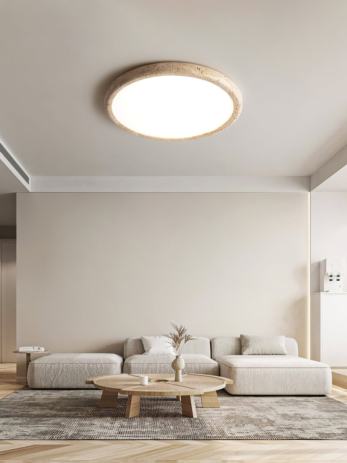 Solis Horizon Ceiling Light in Yellow Travertine | Modern Flush Mount LED