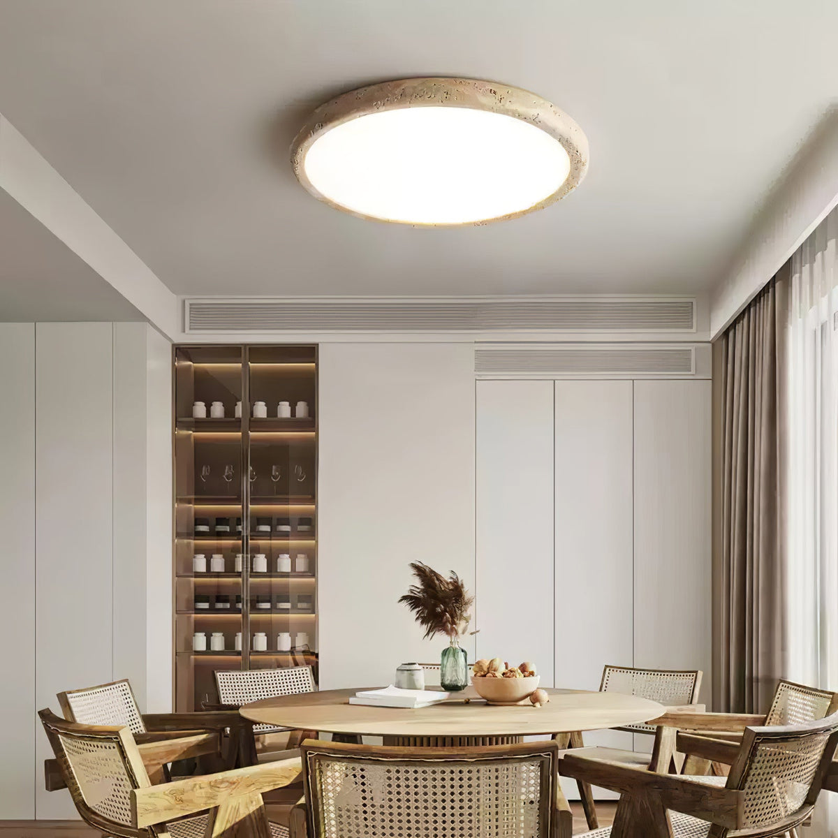 Solis Horizon Ceiling Light in Yellow Travertine | Modern Flush Mount LED