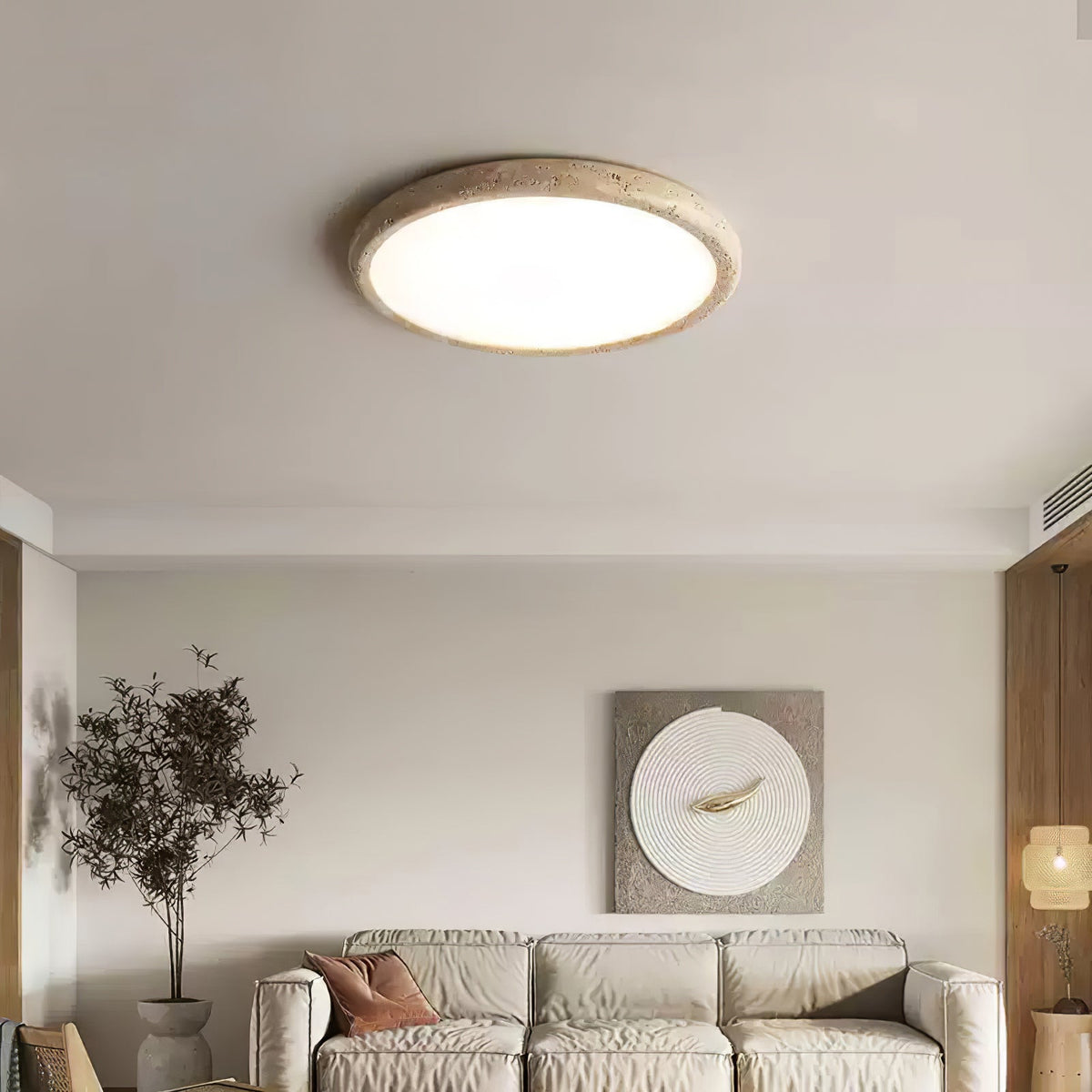 Solis Horizon Ceiling Light in Yellow Travertine | Modern Flush Mount LED