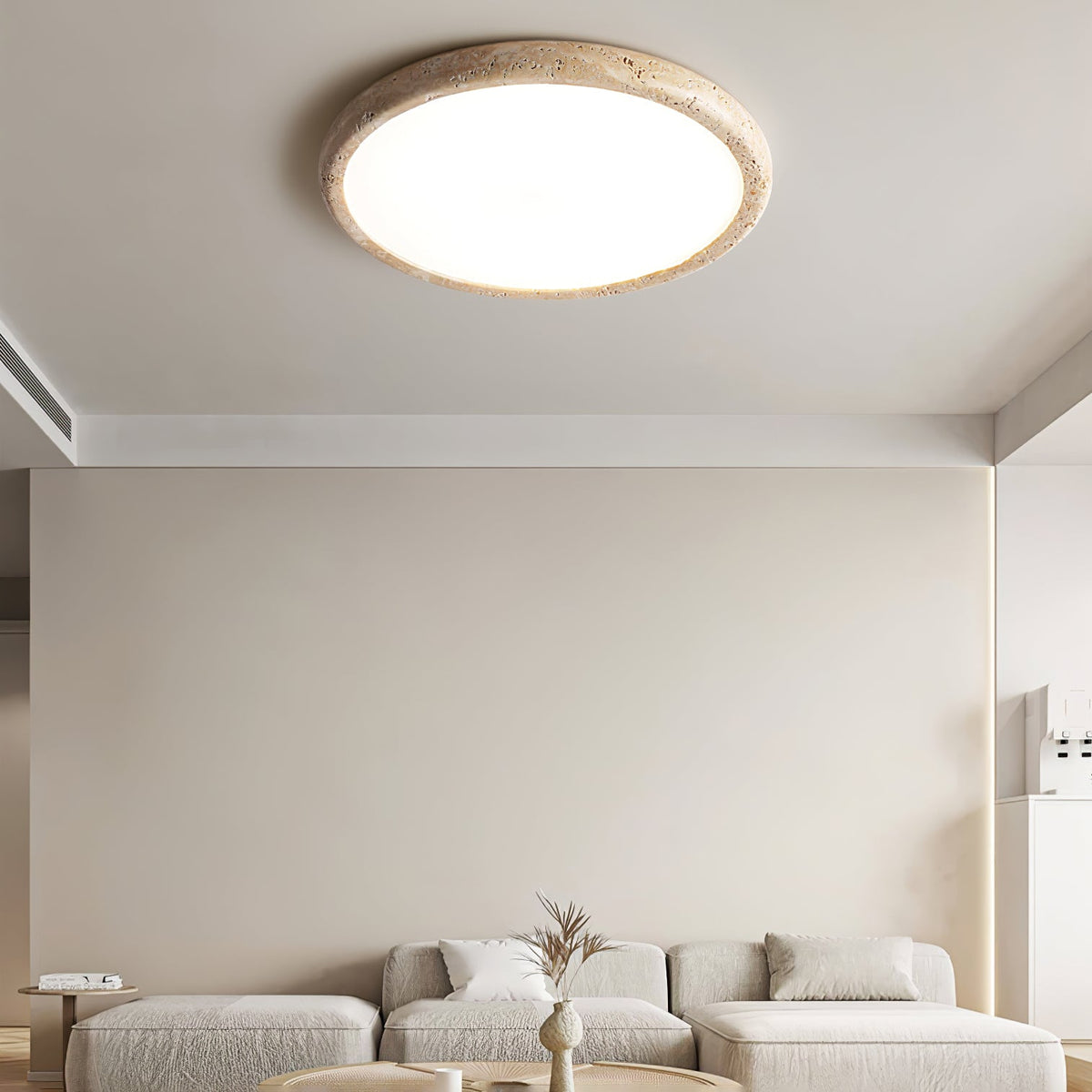 Solis Horizon Ceiling Light in Yellow Travertine | Modern Flush Mount LED