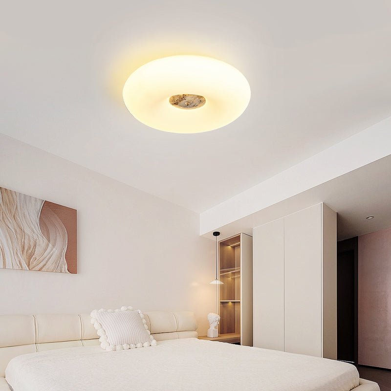 Solis Ring Ceiling Light in Natural Travertine | Modern Flush Mount LED