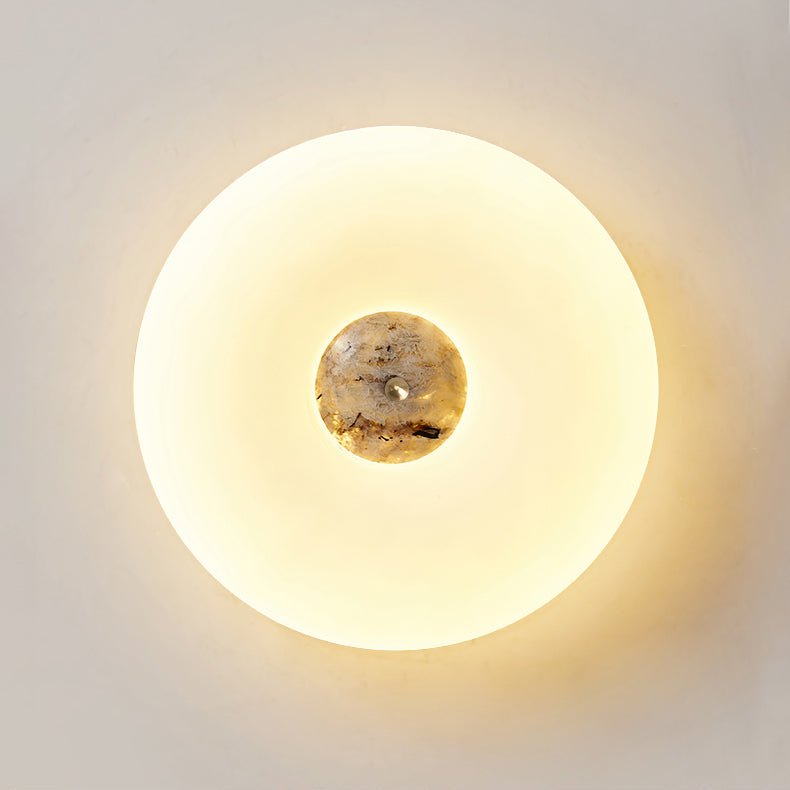 Solis Ring Ceiling Light in Natural Travertine | Modern Flush Mount LED