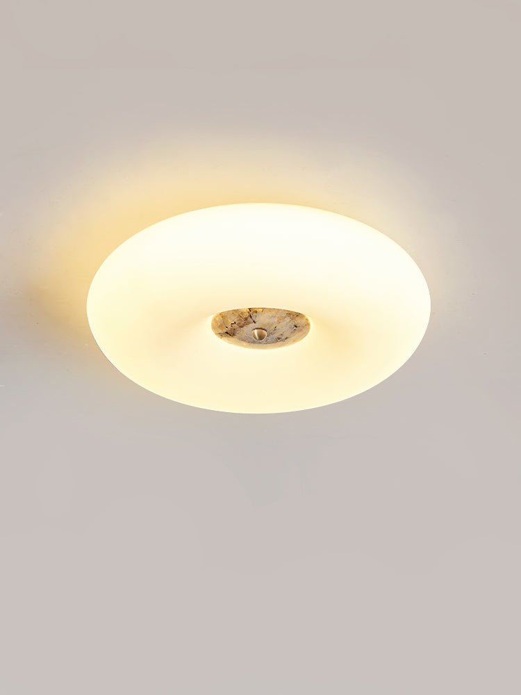 Solis Ring Ceiling Light in Natural Travertine | Modern Flush Mount LED